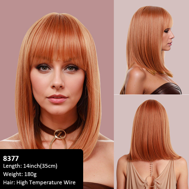 Hot Seller Wig air Broken Cap Bangs Female Group High Temperature Hair Wig