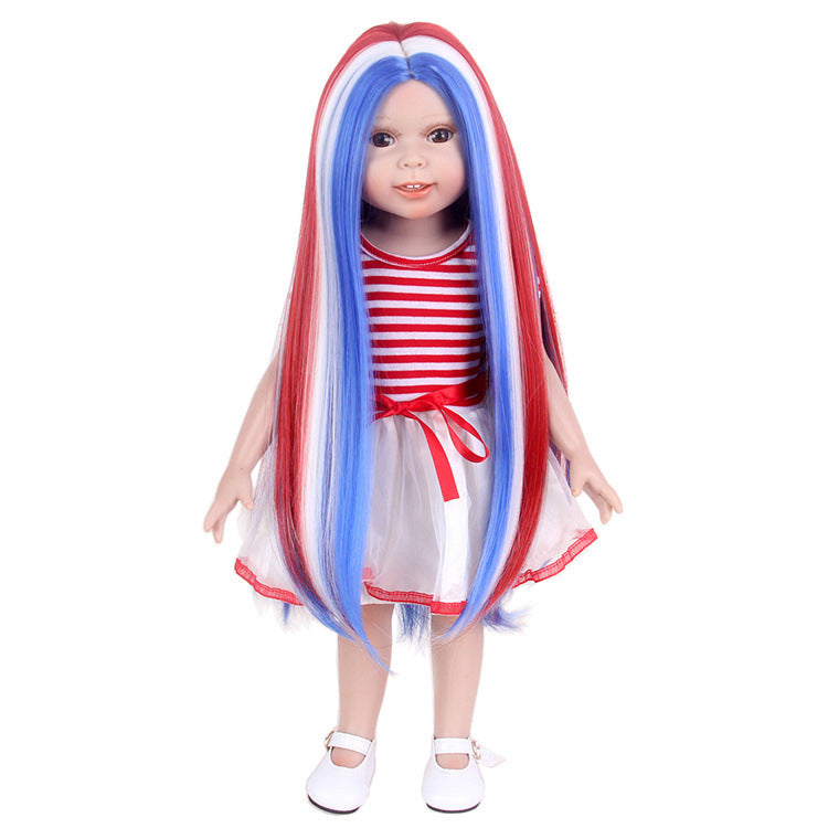 BJD American doll universal wig head cover black long straight hair easy to care for doll wig export foreign trade