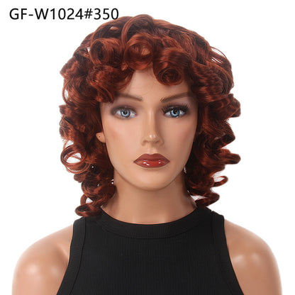Export Trade: African Women's Black Short Curly Wig with Partable Bangs and Detachable Hairpiece