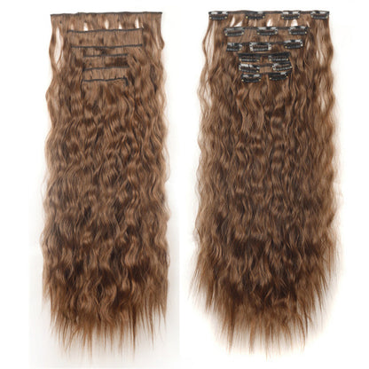 6 Sets Clip in Hair Extension 24inch Elastic Hair Wig Clips