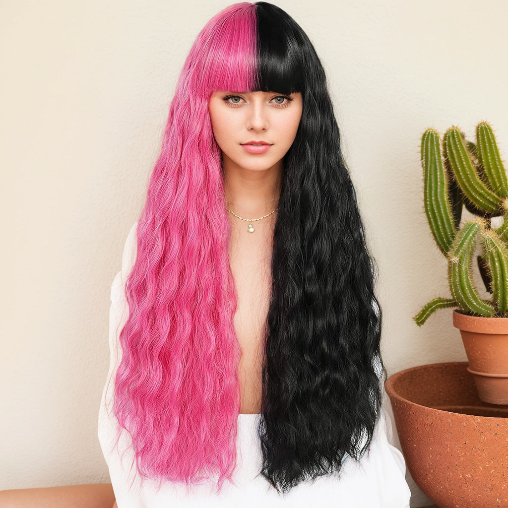 Wig Melanie Martinez Half Pink Half Black Qi Liu Cross Border Wig