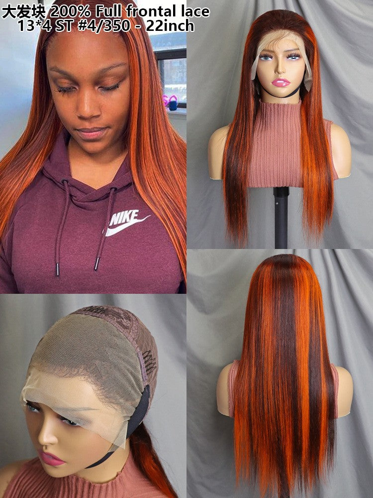 13x4 Full Frontal ST Human Wig Cross Border Real Hair