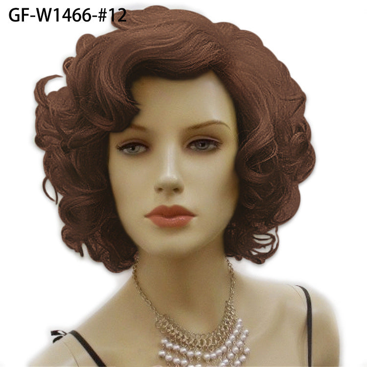 British Golden Retro Black Brown Marilyn Monroe Wig Female