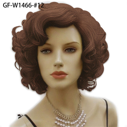 British Golden Retro Black Brown Marilyn Monroe Wig Female