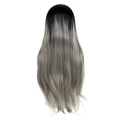Gray Gradient 32inch Large Area 13x3 Half Hand Hook Front Lace Wig