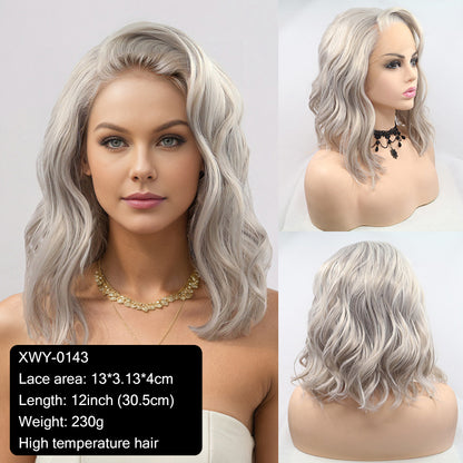 Export Bestseller to Europe & America 13_4 Lace Wig Hand-Crocheted 35cm Short Curly Women's Hand-Crocheted Synthetic Red Wig Factory Price