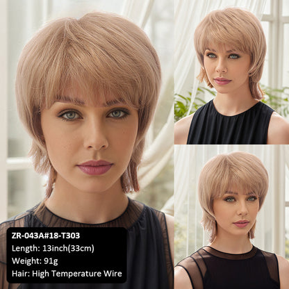 wish Hot-selling wig Yellow realistic natural side-parted bangs short wig