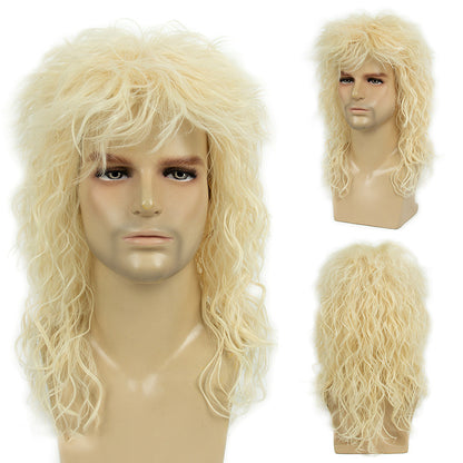 Christmas Halloween Wig 70s Retro Europe and the United States Female Long Curly Hair Brown Dye Imported Silk Wig
