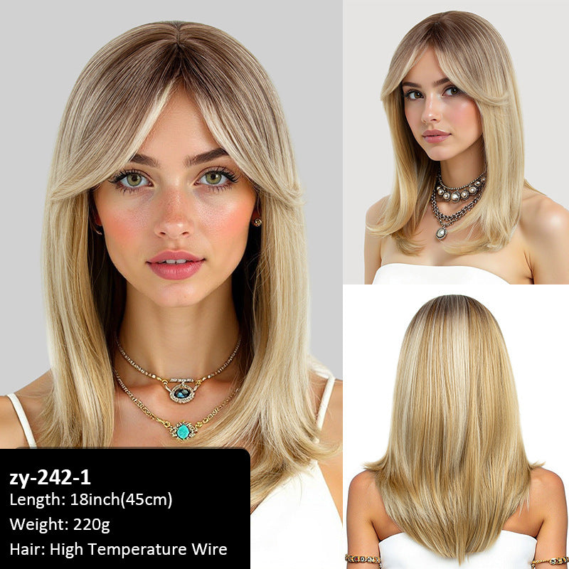 Hot Seller Wig air Broken Cap Bangs Female Group High Temperature Hair Wig