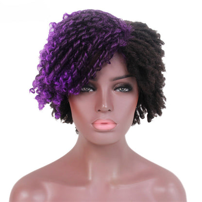 European and American dirty braid wig new arrival Amazon afro export foreign trade brown with bangs short curly wig