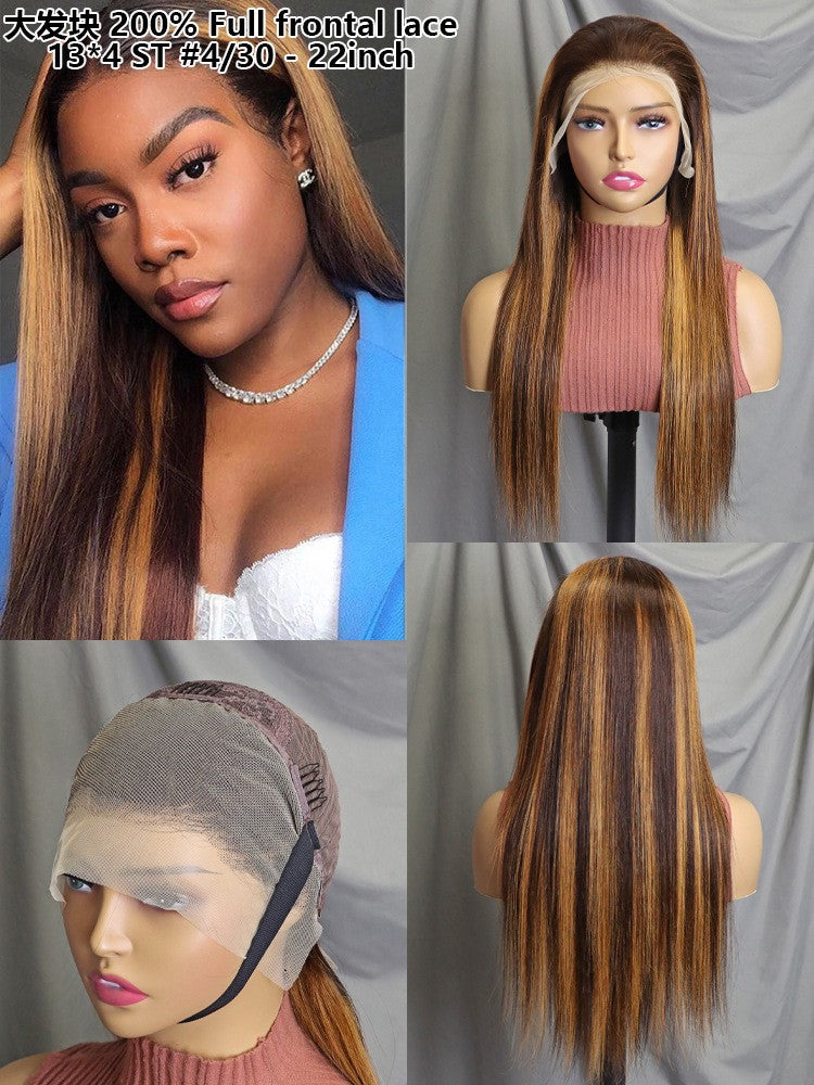 13x4 Full Frontal ST Human Wig Cross Border Real Hair