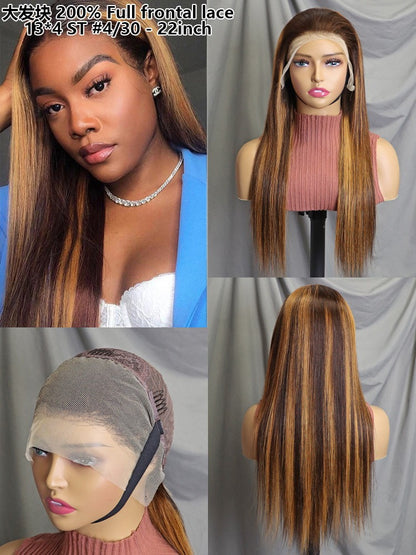 13x4 Full Frontal ST Human Wig Cross Border Real Hair