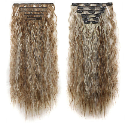 6 Sets Clip in Hair Extension 24inch Elastic Hair Wig Clips