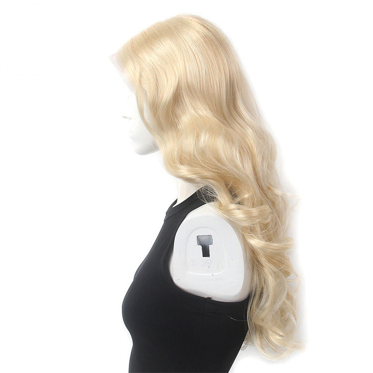 White-gold curly wig with light-colored bangs 13*4 Japanese imported hair strands