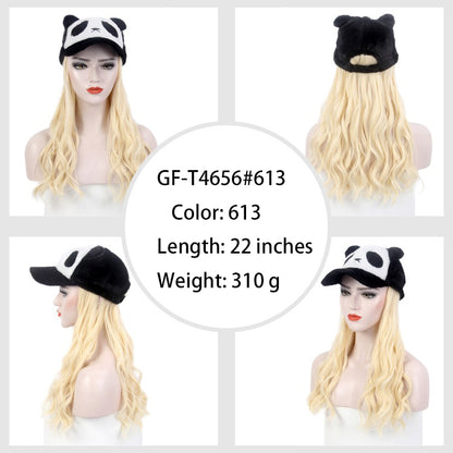 Export European & American Style Winter Women's Hat & Wig Set Long Curly 613 Blonde Wig Hat Set
