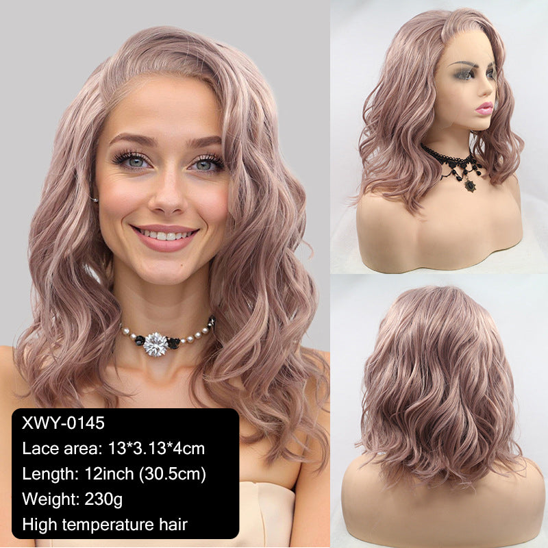 Export Bestseller to Europe & America 13_4 Lace Wig Hand-Crocheted 35cm Short Curly Women's Hand-Crocheted Synthetic Red Wig Factory Price