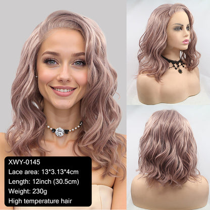 Export Bestseller to Europe & America 13_4 Lace Wig Hand-Crocheted 35cm Short Curly Women's Hand-Crocheted Synthetic Red Wig Factory Price