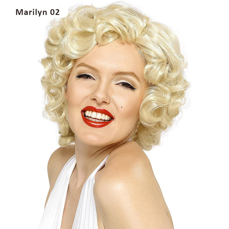 British Golden Retro Black Brown Marilyn Monroe Wig Female