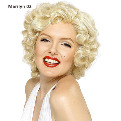 British Golden Retro Black Brown Marilyn Monroe Wig Female