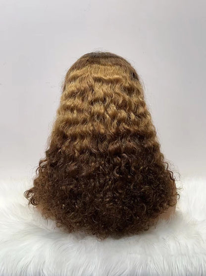 13x4 Water Wave bob Wig Peruvian Hair 100% Real Hair