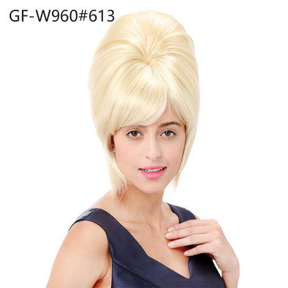 60s Retro Wig 613Blonde Gold 14 Inch Side Bangs Party Carnival Halloween Wig