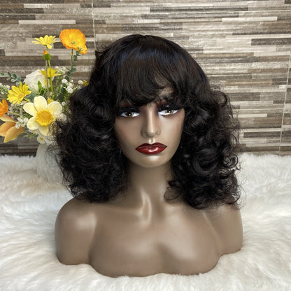 Bouncy Loose Lace Wig Factory Real Hair Mechanism Headgear