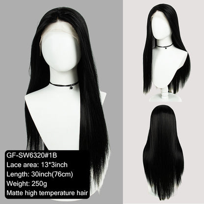 13x3 HD Lace Wig Free-parting Brown 80cm Long Curly Hair Female Front Lace Wig