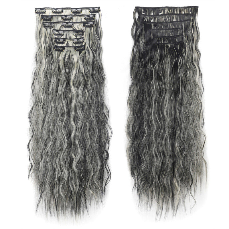 6 Sets Clip in Hair Extension 24inch Elastic Hair Wig Clips