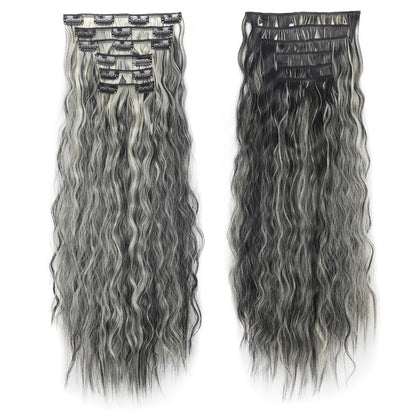 6 Sets Clip in Hair Extension 24inch Elastic Hair Wig Clips