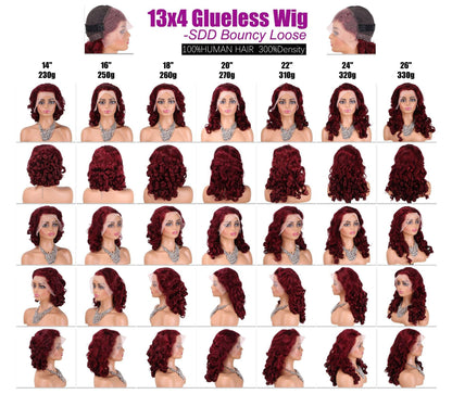 Glueless BouncyLoose Lace Front Real Hair Wig Lace Headgear
