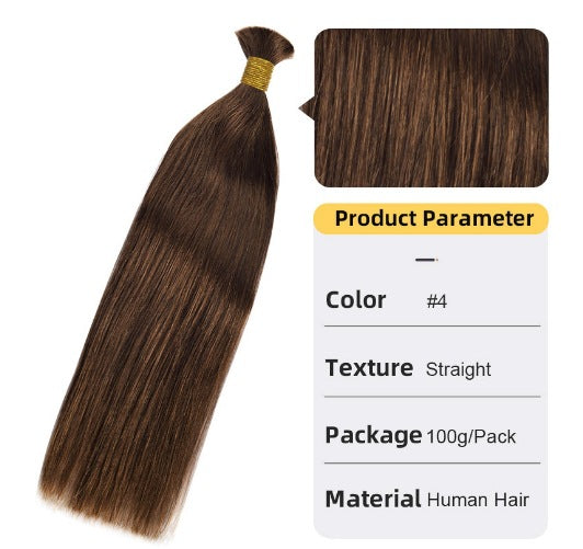 Straight Real Hair Handle Strand Crystal Wire Wig Can Be Permed and Dyed Straight Hair Handle Foreign Trade Human Hair