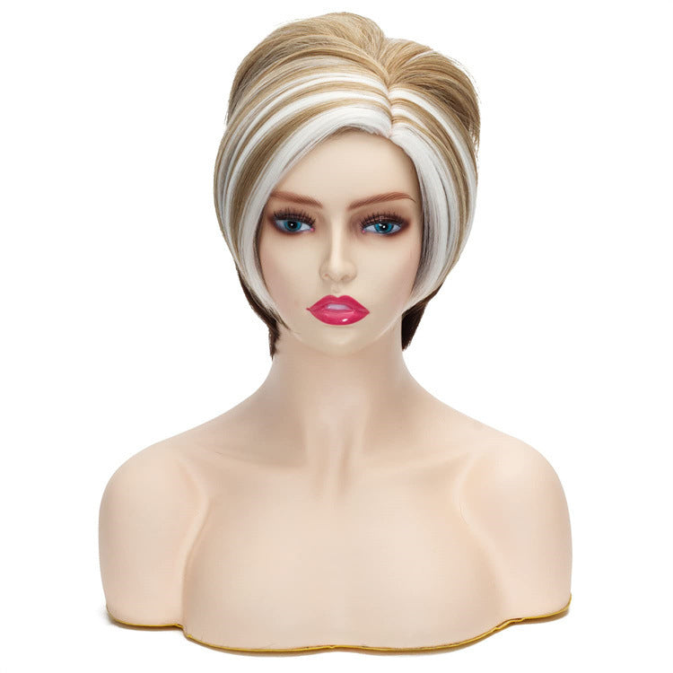 KarenLayered Karen wig European and American side blond white ladies Diana wig diana export