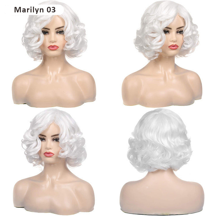 British Golden Retro Black Brown Marilyn Monroe Wig Female