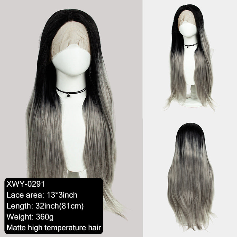 Gray Gradient 32inch Large Area 13x3 Half Hand Hook Front Lace Wig