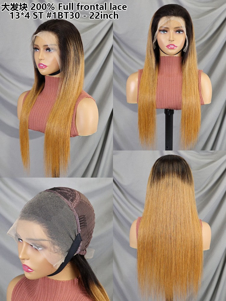 13x4 Full Frontal ST Human Wig Cross Border Real Hair