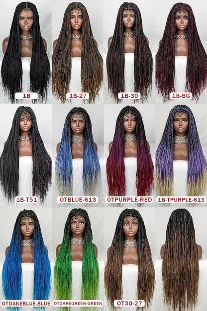 Dirty Braids Braids Gradient Color Hair Wigs Free Parting 38 Inches Lace Headgear Wigs