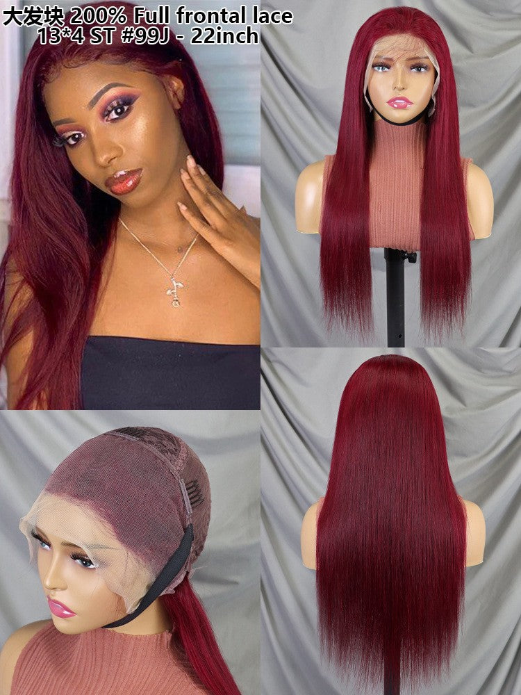 13x4 Full Frontal ST Human Wig Cross Border Real Hair
