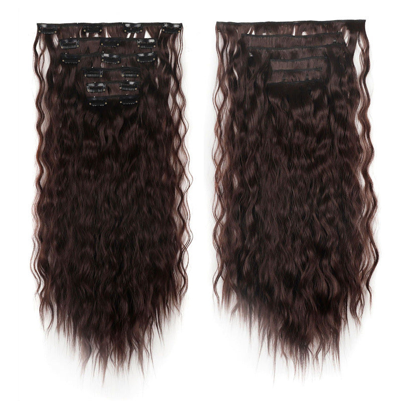 6 Sets Clip in Hair Extension 24inch Elastic Hair Wig Clips