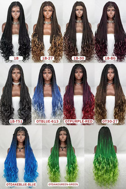 Dirty Braids Braids Gradient Color Hair Wigs Free Parting 38 Inches Lace Headgear Wigs