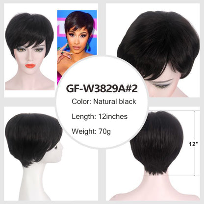 Mom's high-end wig pixie wig, brown Kanikaron short curly wig