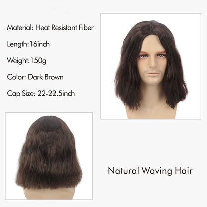 70's Rock Disco Men's Performance Wig Middle Parting Male Synthetic Fiber Wig