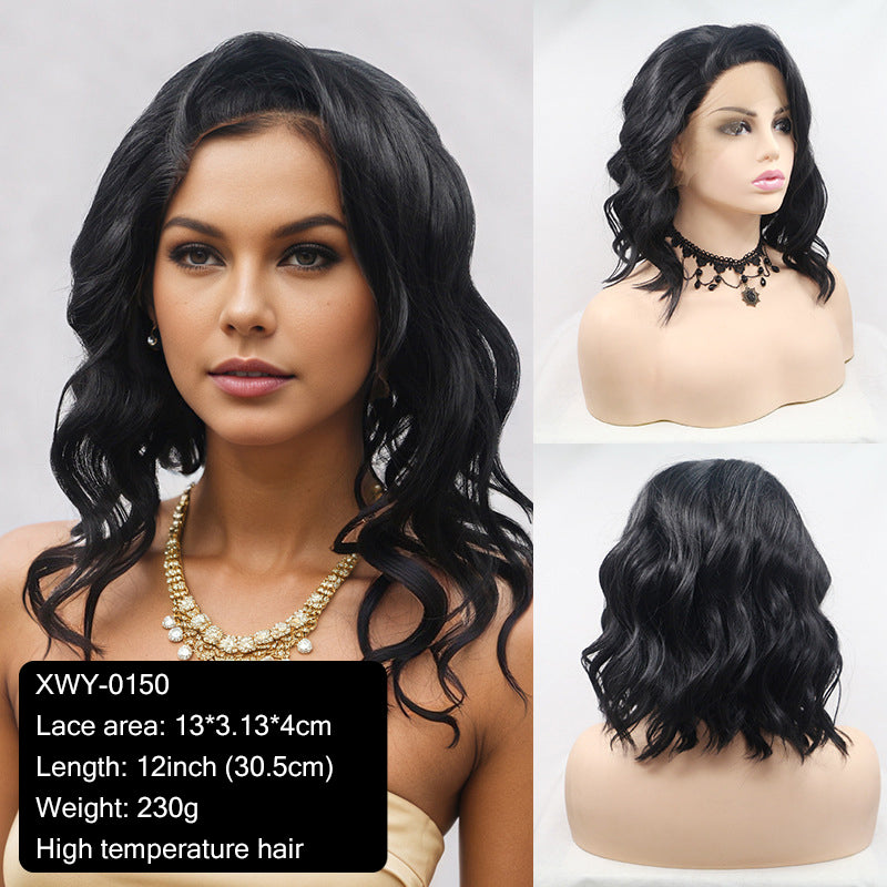 Export Bestseller to Europe & America 13_4 Lace Wig Hand-Crocheted 35cm Short Curly Women's Hand-Crocheted Synthetic Red Wig Factory Price