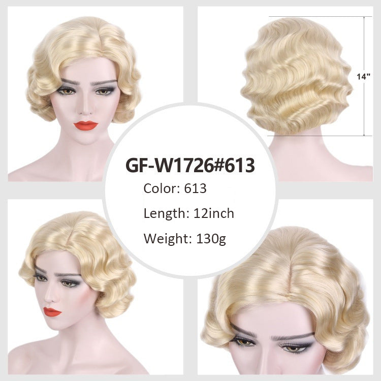 British Golden Retro Black Brown Marilyn Monroe Wig Female