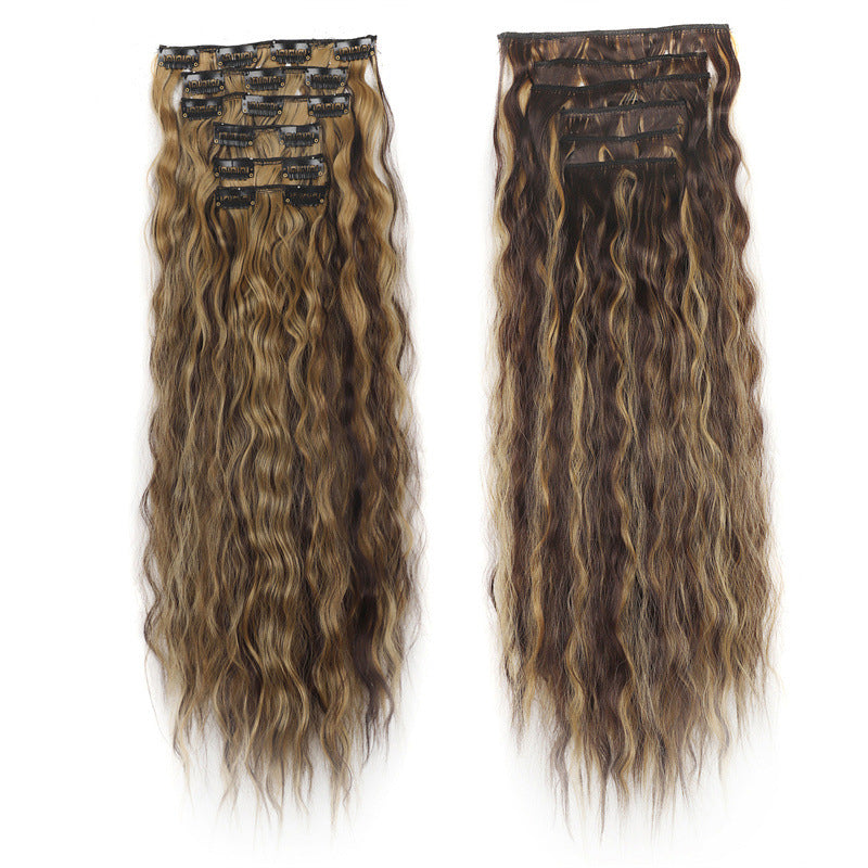 6 Sets Clip in Hair Extension 24inch Elastic Hair Wig Clips