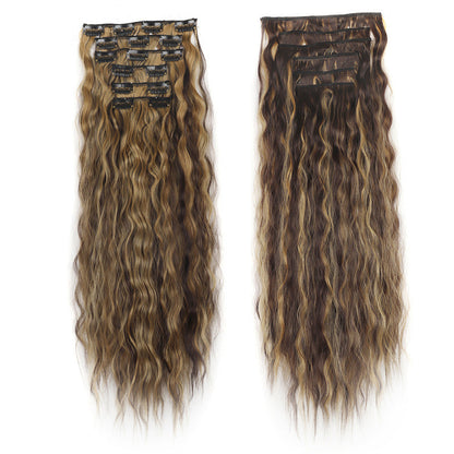 6 Sets Clip in Hair Extension 24inch Elastic Hair Wig Clips