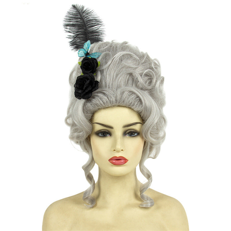 Export-Exclusive Medieval Vintage Top Hat Festival Costume Ball Premium Wig Set Halloween Wig