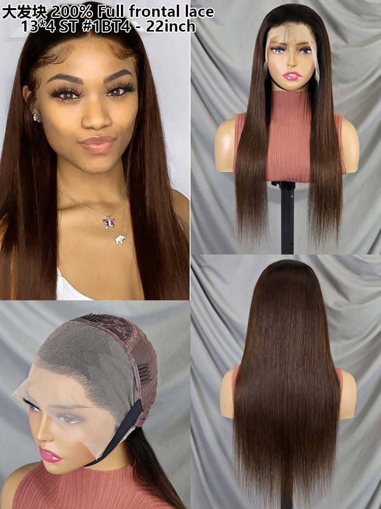 13x4 Full Frontal ST Human Wig Cross Border Real Hair