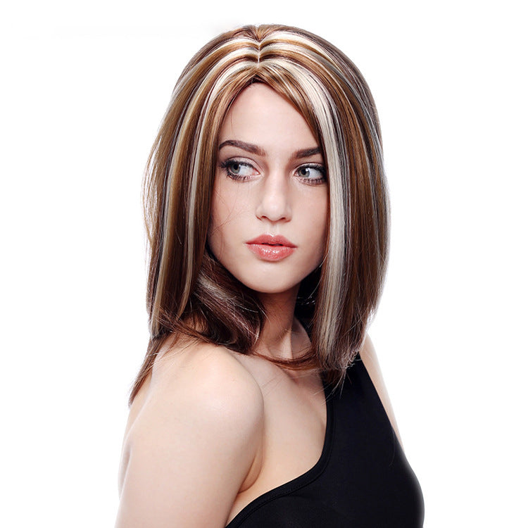 KarenLayered Karen wig European and American side blond white ladies Diana wig diana export