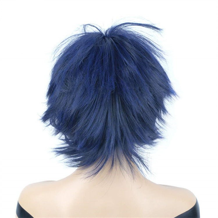 Export Cross-Border Holiday Messy-Look Women's Halloween Short Straight Hair Yellow & Blue Party Character Wig