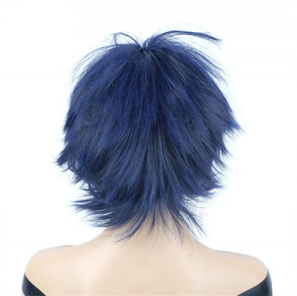 Export Cross-Border Holiday Messy-Look Women's Halloween Short Straight Hair Yellow & Blue Party Character Wig